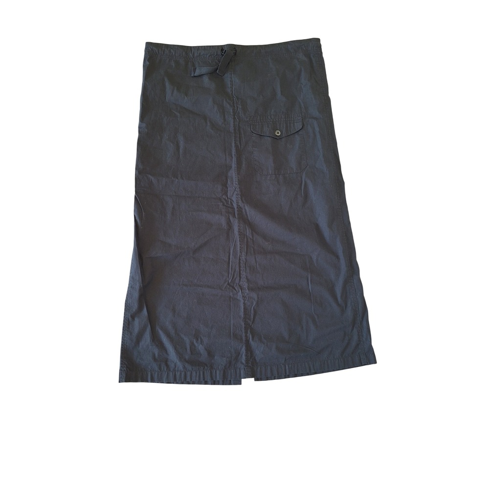 Polo Jeans Co Ralph Lauren Black Cotton Utility Maxi Skirt Drawstring Large